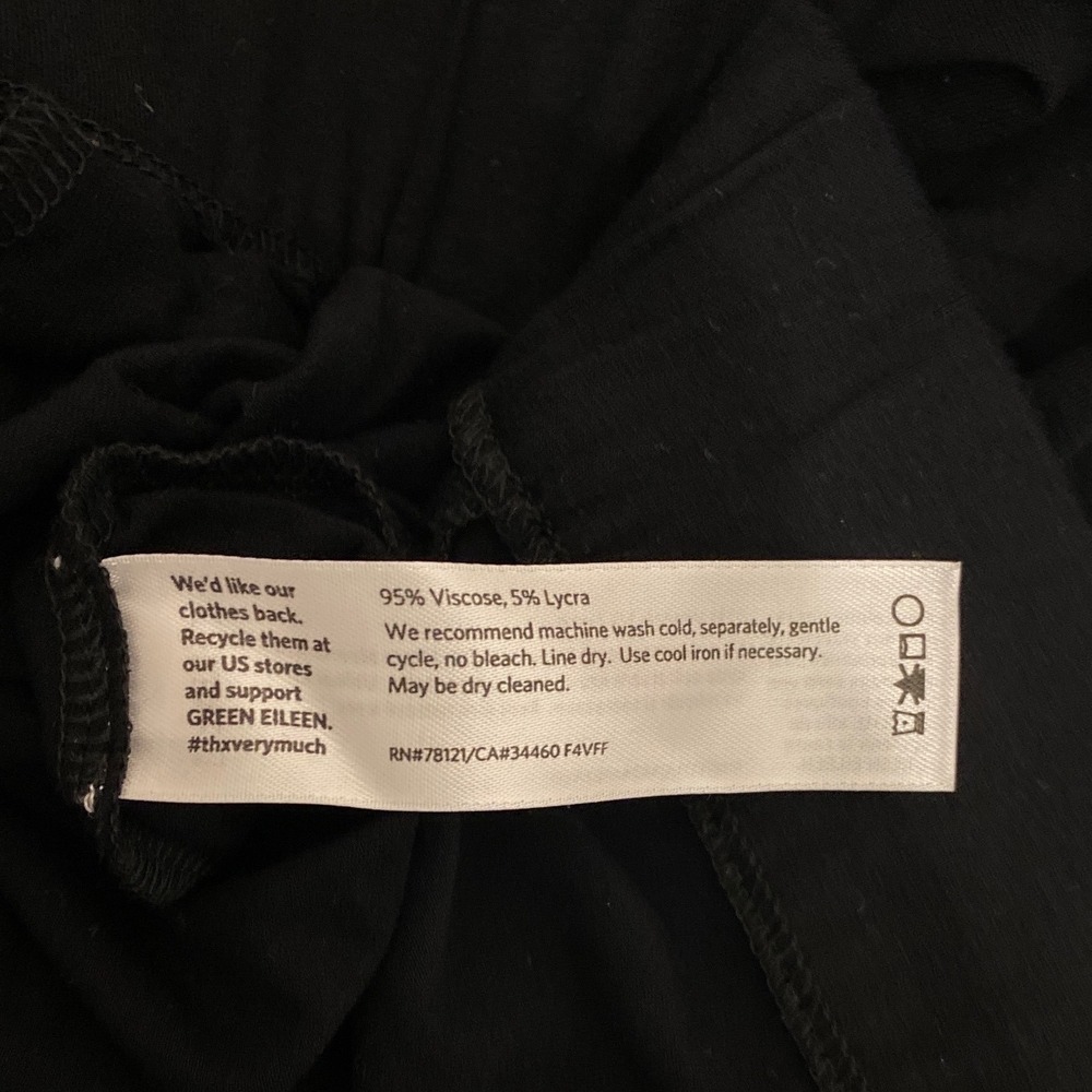 Eileen Fisher Black Viscose Lycra Wide Leg Cropped Pants Culottes Medium M - Picture 5 of 6
